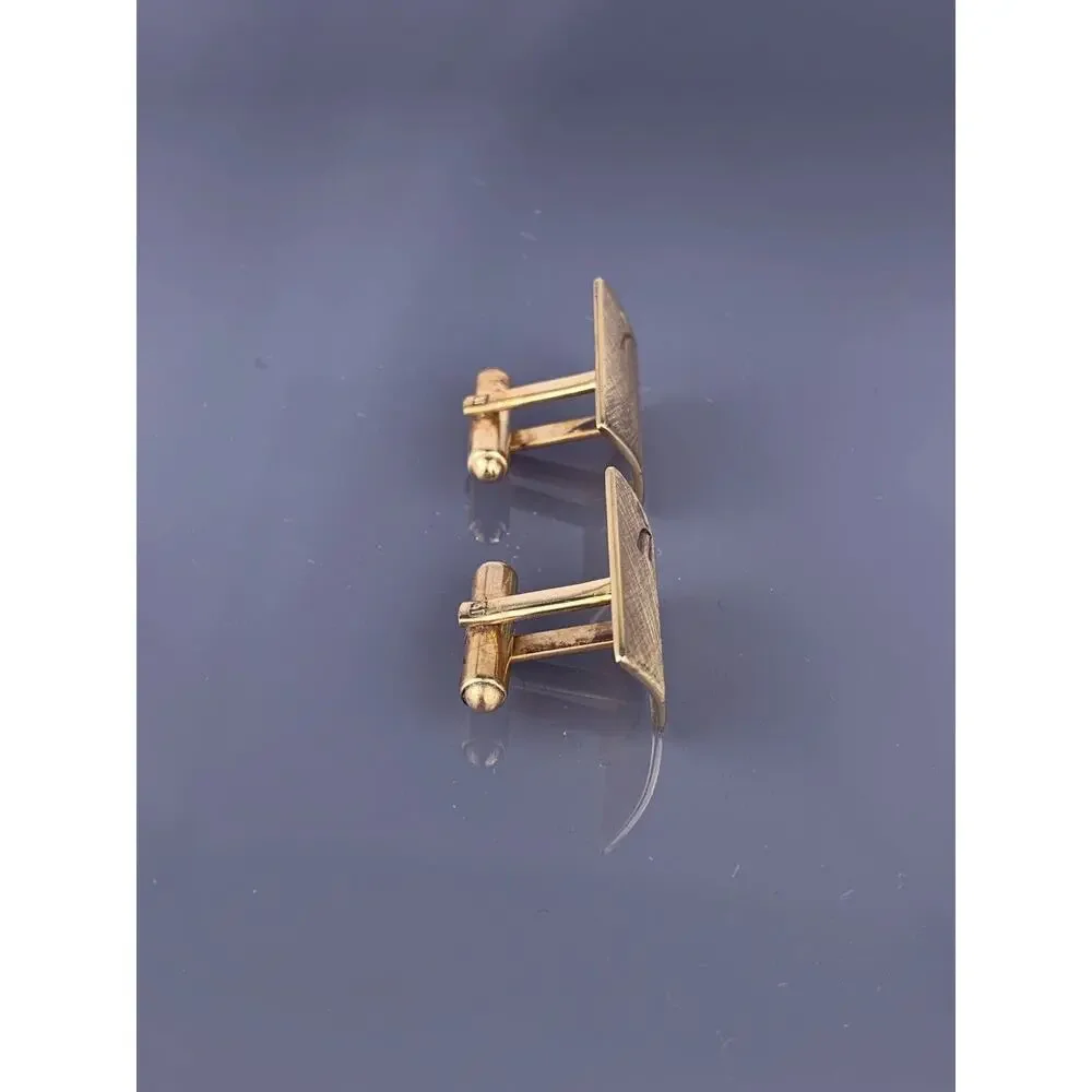Small Simple 1/20 12k Gold Filled Cufflinks Waves Textured Polish Mr X Vintage